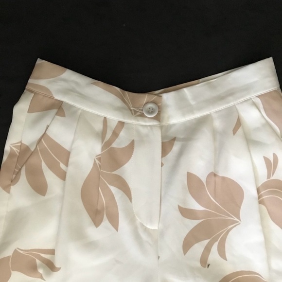 White and Tan Floral Print Trousers - Picture 3 of 6